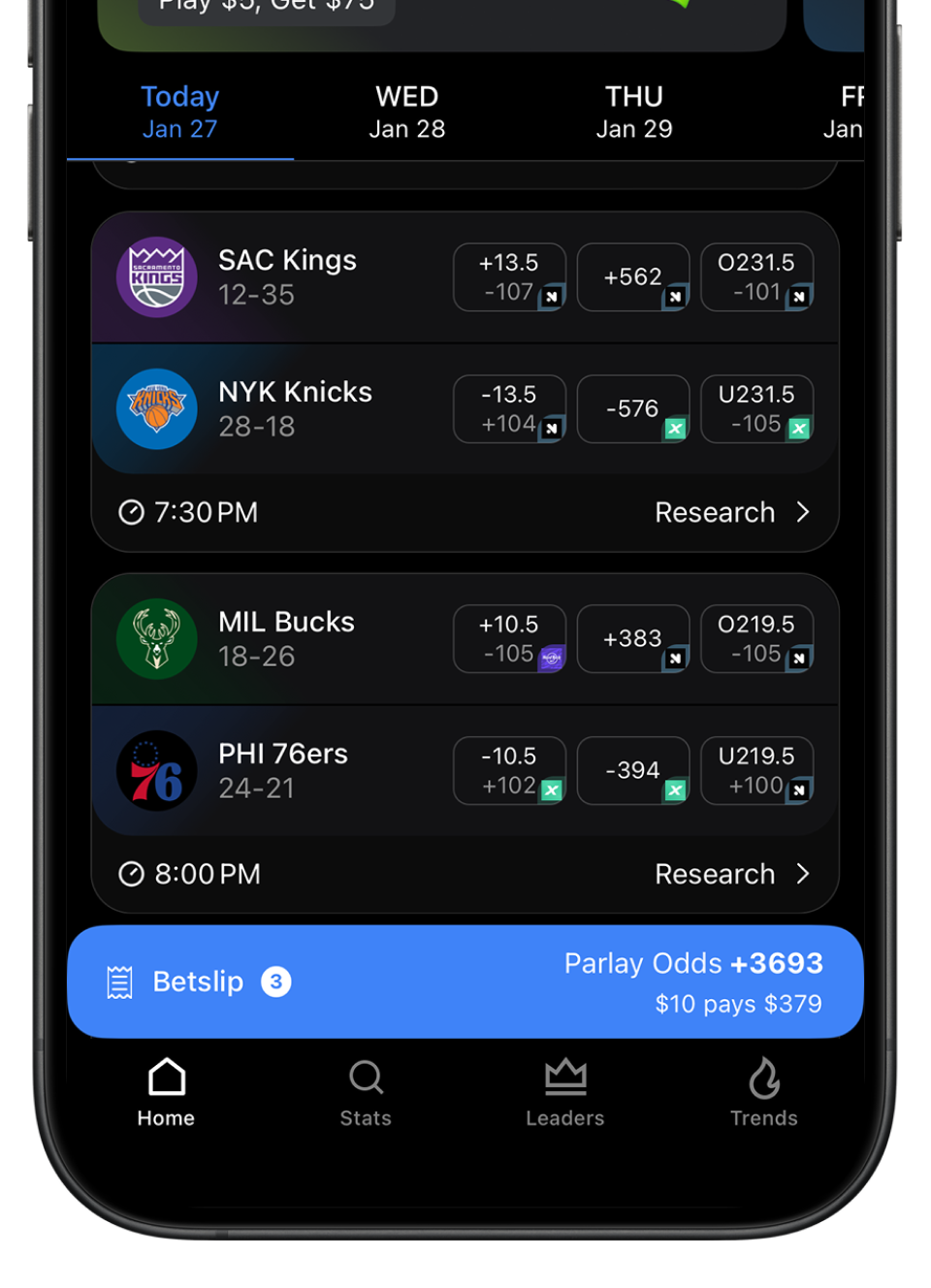 HOF Betslip integration mockup