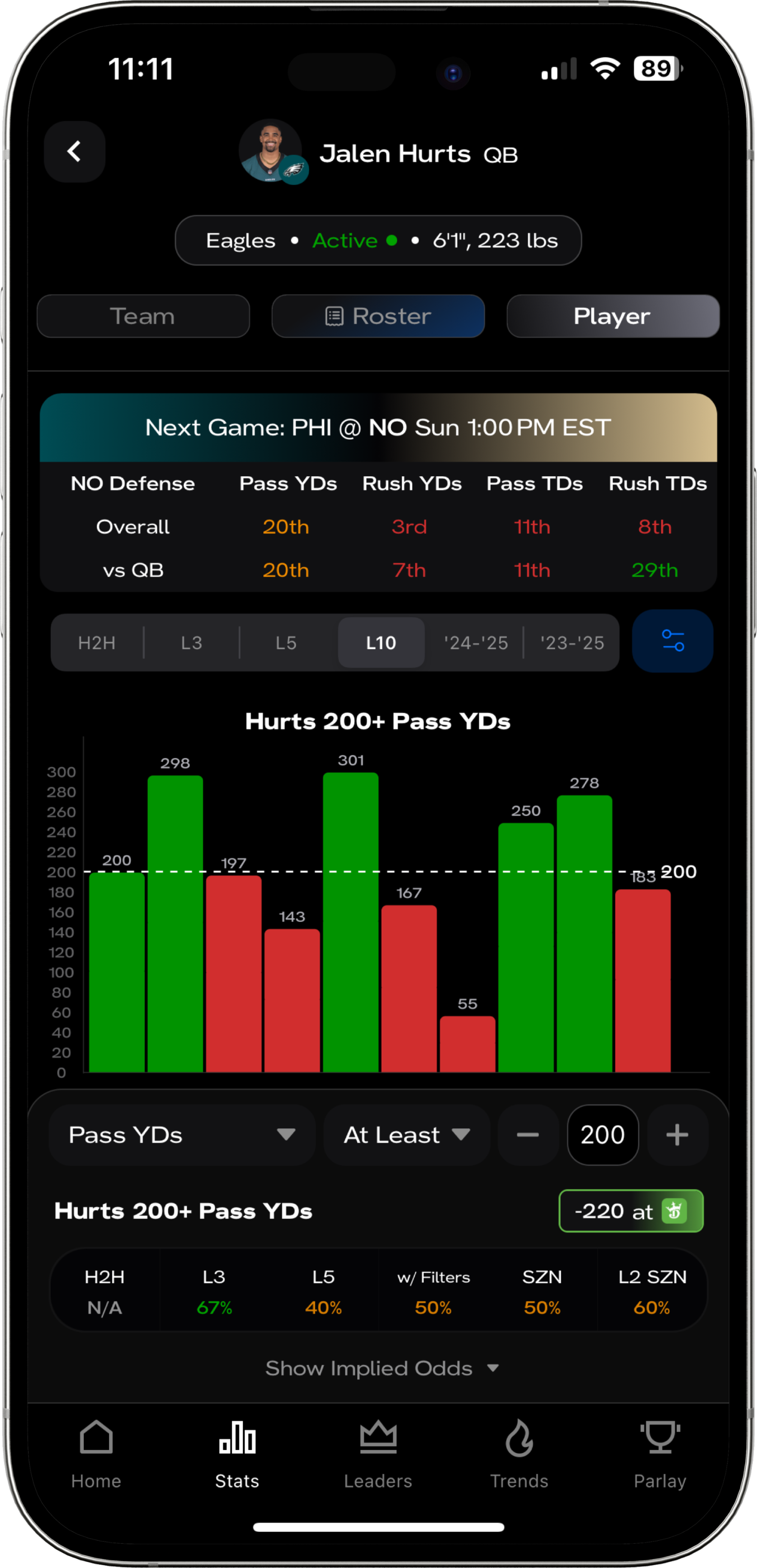 HOF Deep Stats tool mockup