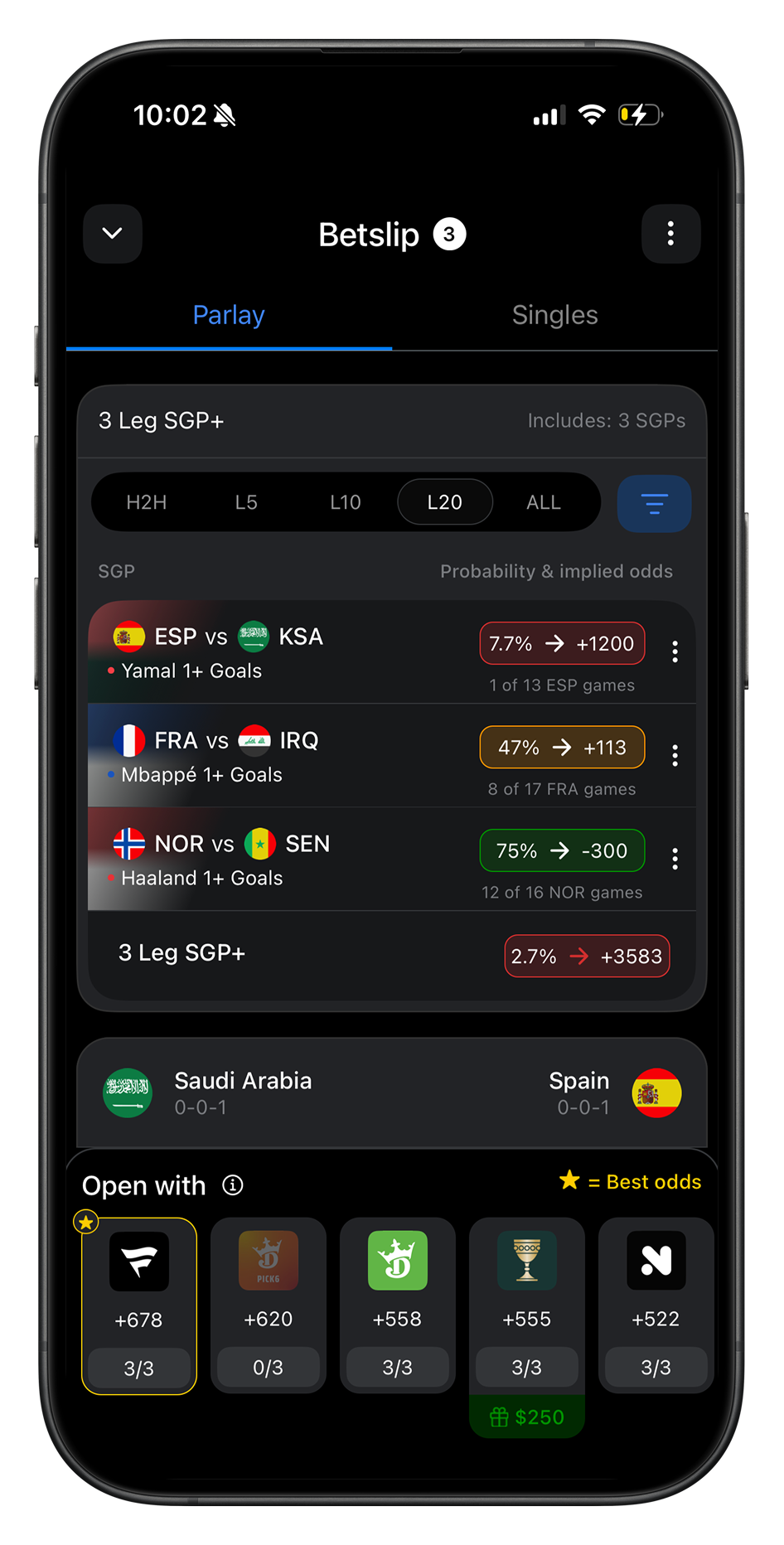 HOF Parlay Optimizer phone mockup
